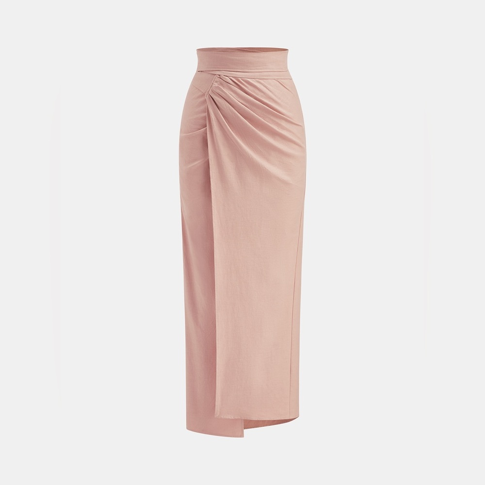 Commense Gathered Maxi Skirt in Dusty Rose